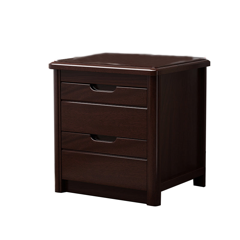 20 Inch H Bed Nightstand Solid Wood 2-Drawer Modern Brown Night Table