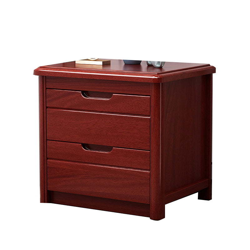 20 Inch H Bed Nightstand Solid Wood 2-Drawer Modern Brown Night Table