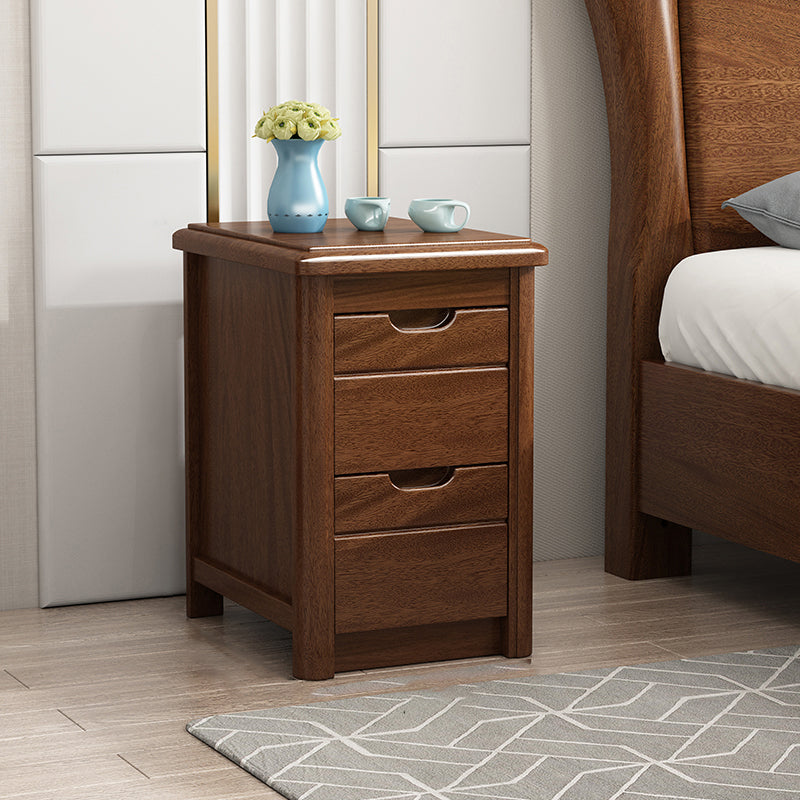 20 Inch H Bed Nightstand Solid Wood 2-Drawer Modern Brown Night Table