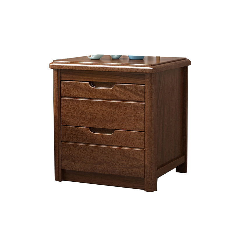 20 Inch H Bed Nightstand Solid Wood 2-Drawer Modern Brown Night Table