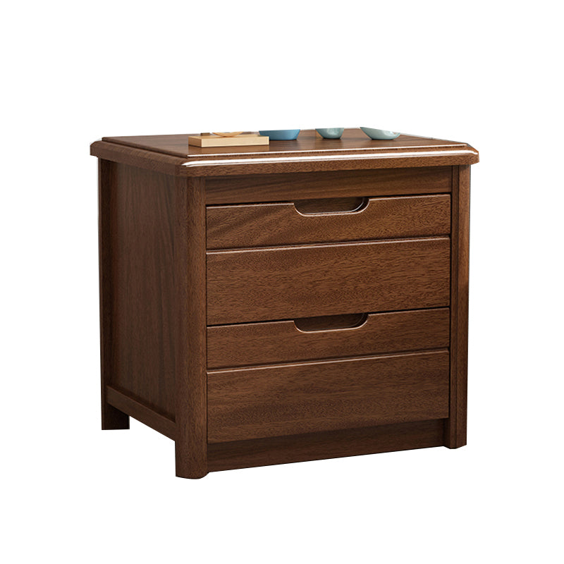 20 Inch H Bed Nightstand Solid Wood 2-Drawer Modern Brown Night Table