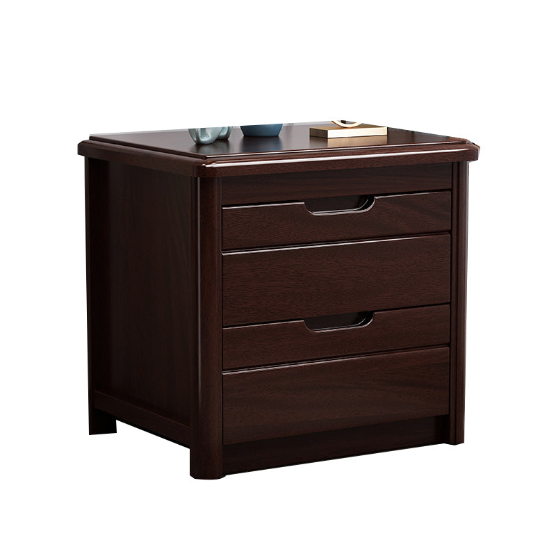 20 Inch H Bed Nightstand Solid Wood 2-Drawer Modern Brown Night Table