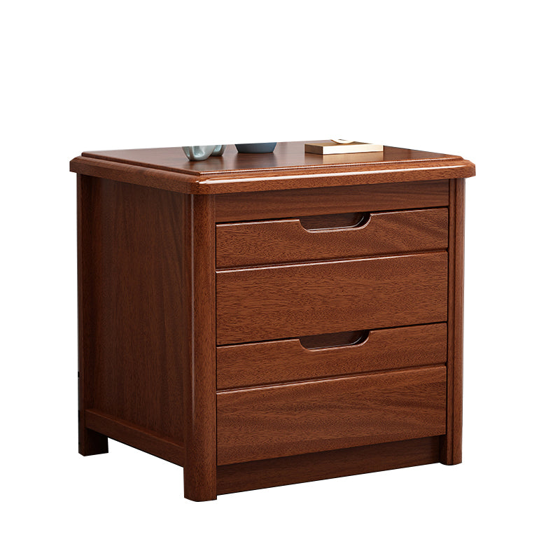 20 Inch H Bed Nightstand Solid Wood 2-Drawer Modern Brown Night Table