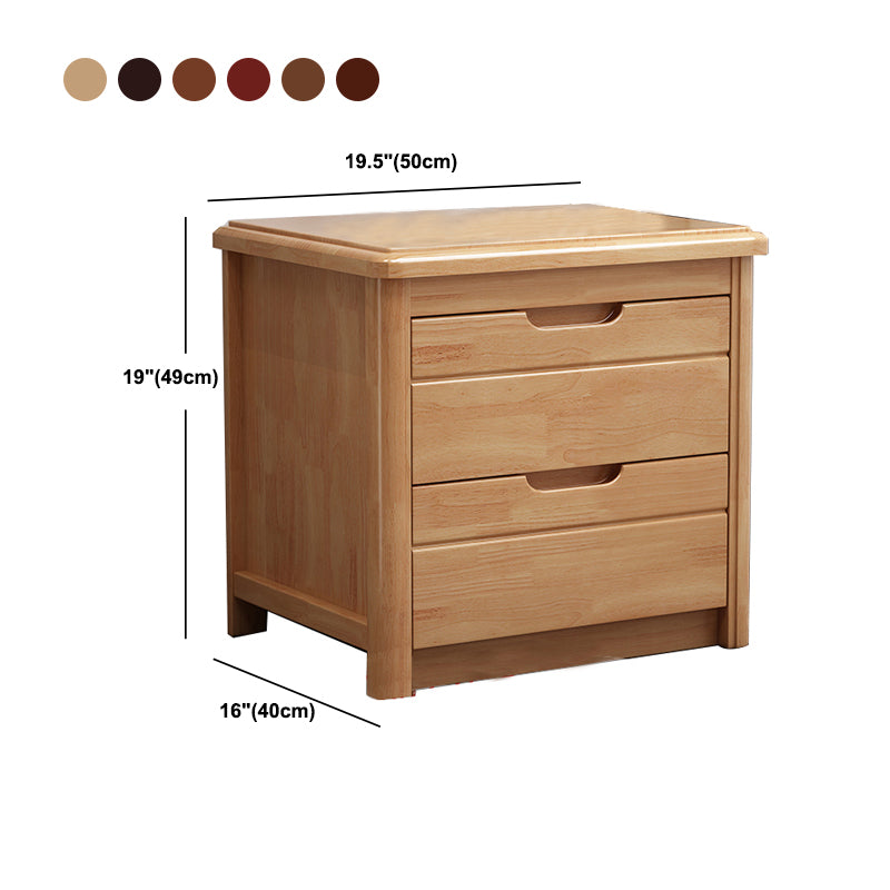 20 Inch H Bed Nightstand Solid Wood 2-Drawer Modern Brown Night Table