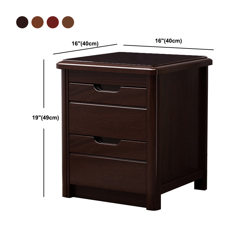 20 Inch H Bed Nightstand Solid Wood 2-Drawer Modern Brown Night Table