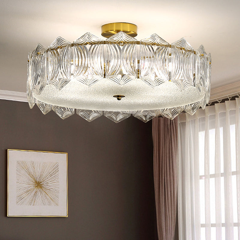 Modern Glass Shade Ceiling Light Minimalist Flush Mount for Bedroom