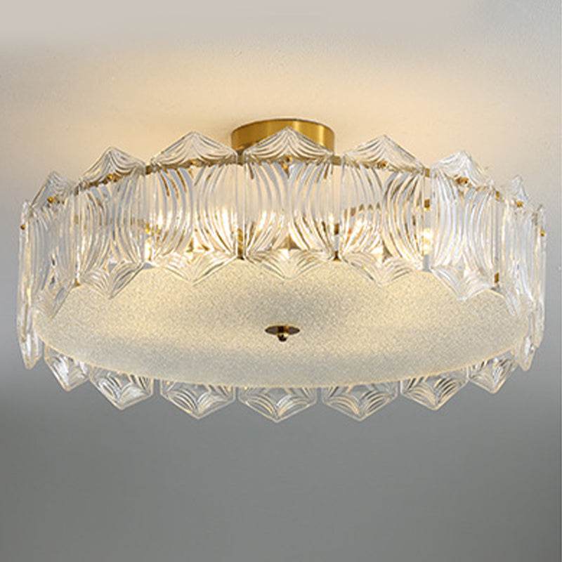 Modern Glass Shade Ceiling Light Minimalist Flush Mount for Bedroom