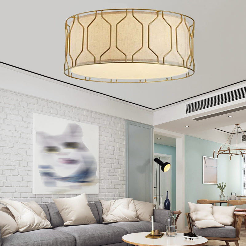 Multi Lights Ceiling Light Modern Simple Ceiling Mount Light with Fabric Shade for Bedroom