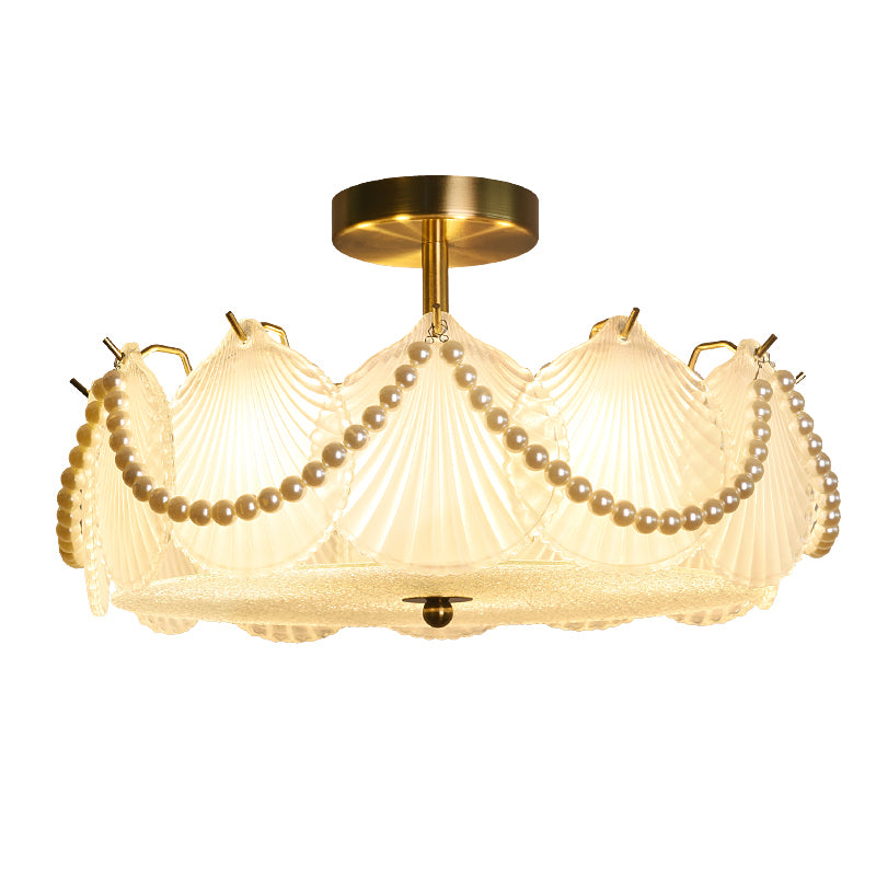 Glass Geometric Flush Mount Light Modern Multi Lights Flush Mount Ceiling Fixture in Gold