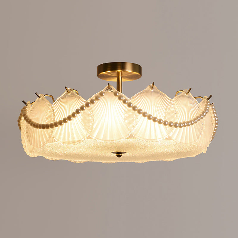 Glass Geometric Flush Mount Light Modern Multi Lights Flush Mount Ceiling Fixture in Gold