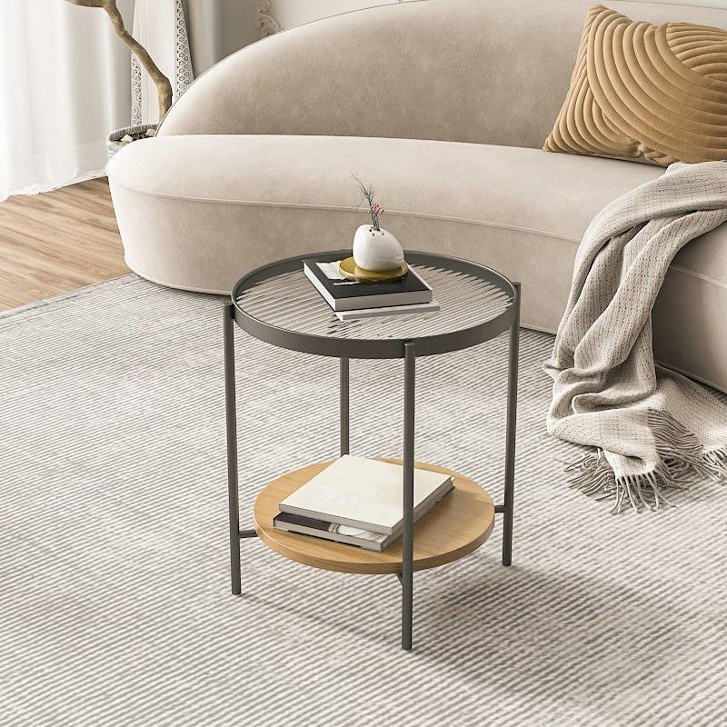 Four Legs Oval Coffee Table Glass Top Minimalist Modern Coffee Table