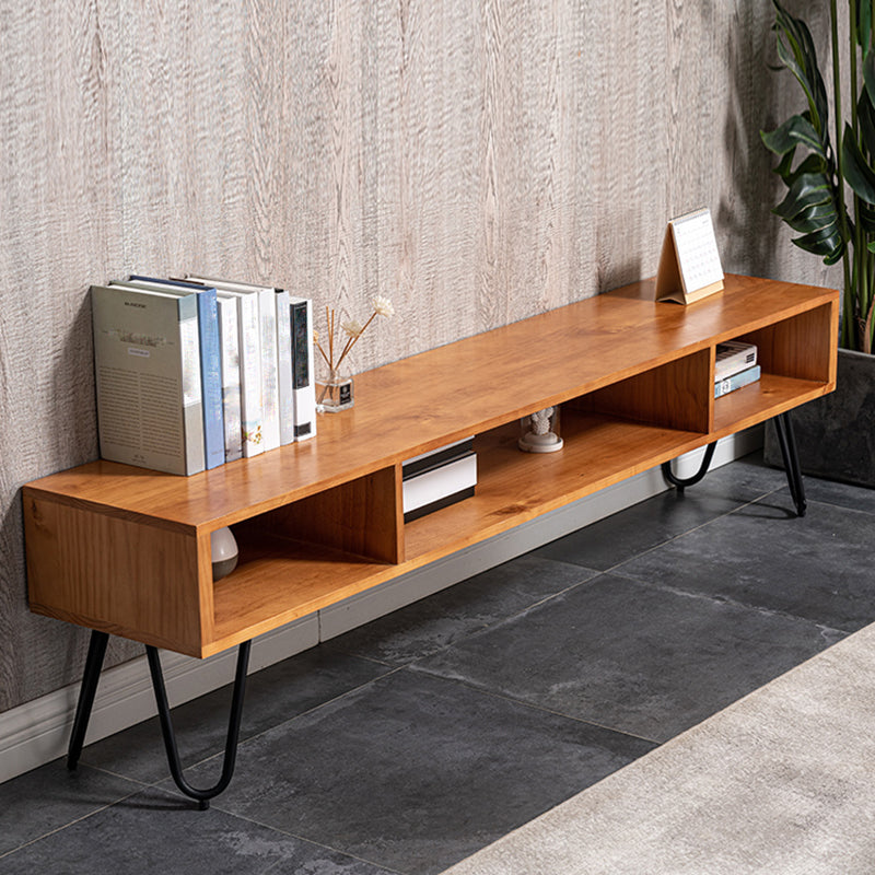 17.72"H TV Stand Scandinavian Style Brown Open Storage TV Console for Living Room