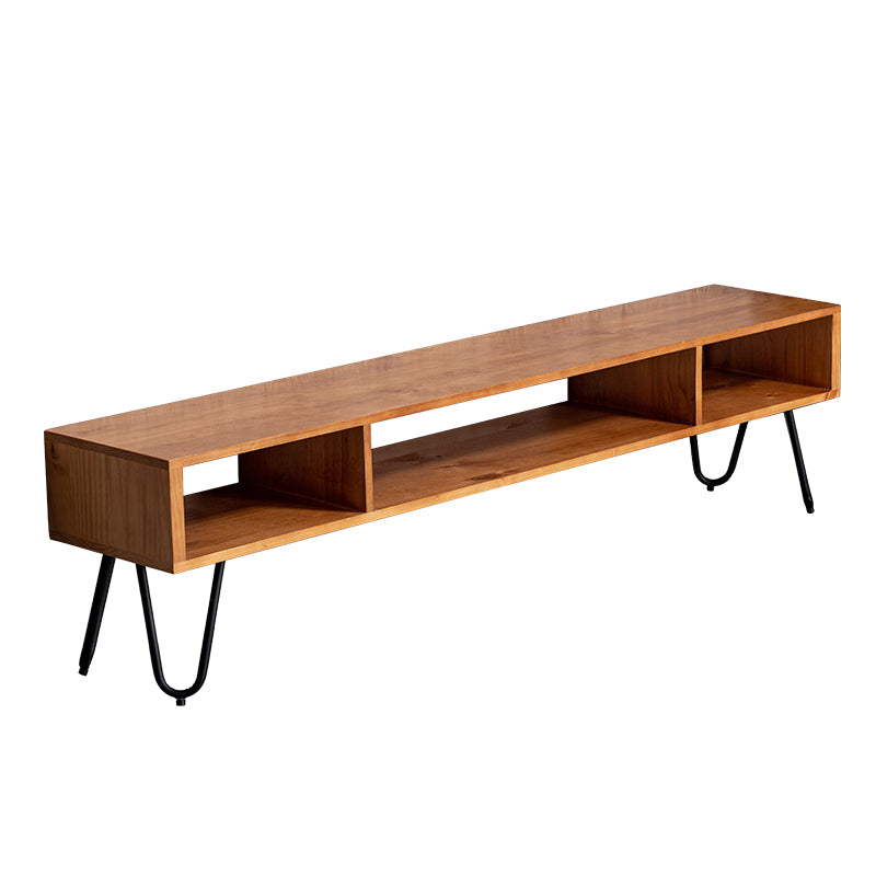 17.72"H TV Stand Scandinavian Style Brown Open Storage TV Console for Living Room