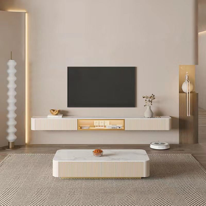 Contemporary TV Media Stand with Drawers Floating TV Stand Console