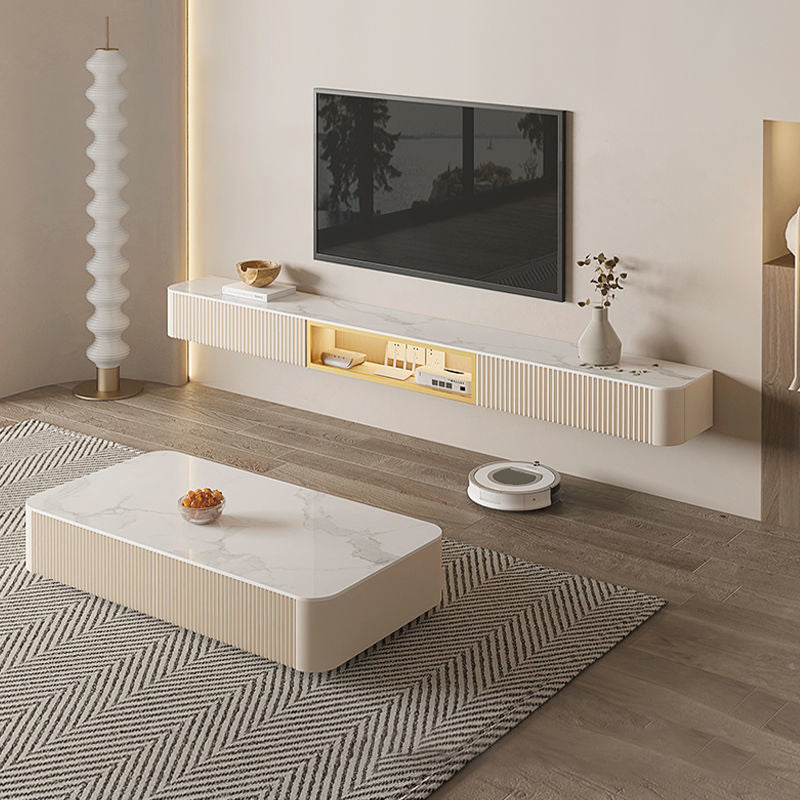 Contemporary TV Media Stand with Drawers Floating TV Stand Console