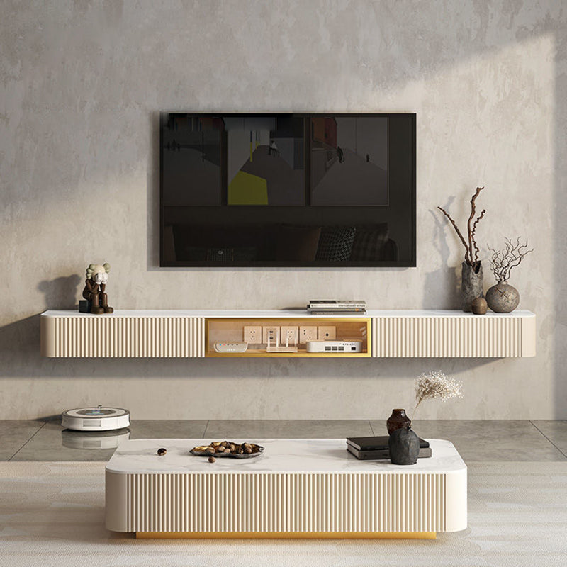 Contemporary TV Media Stand with Drawers Floating TV Stand Console