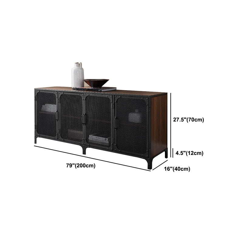 Enclosed Storage TV Stand Console Industrial Wood and Metal TV Media Stand