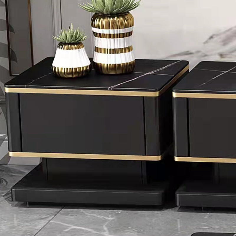 Glass Top Media Console for Living Room Glam Polish Finish TV Media Stand