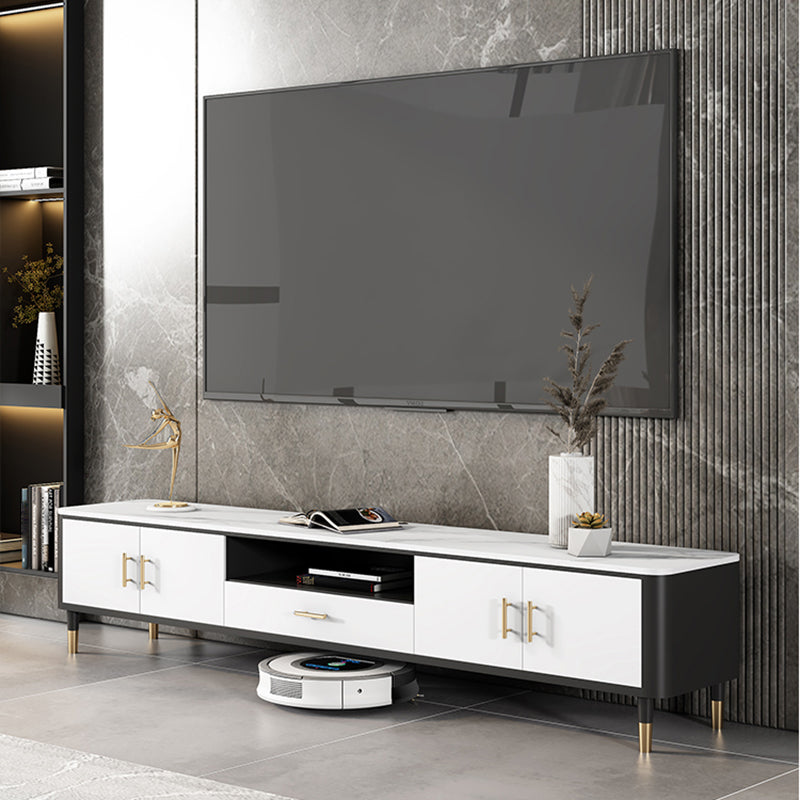 Glam Style TV Stand Open Storage TV Stand Console with 4-Door