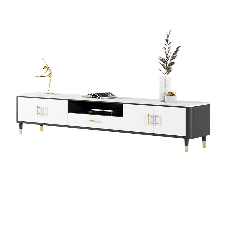 Glam Style TV Stand Open Storage TV Stand Console with 4-Door