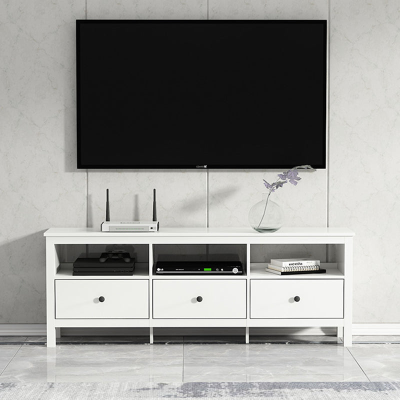 White Contemporary TV Stand Faux Wood TV Cabinet with Drawers