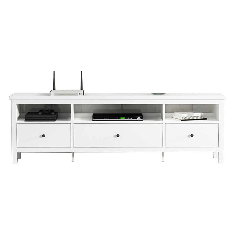 White Contemporary TV Stand Faux Wood TV Cabinet with Drawers