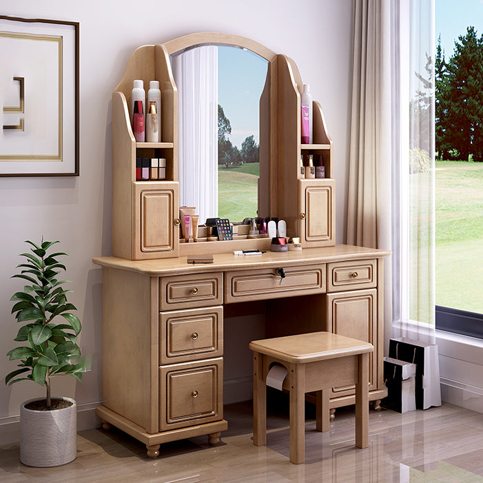 Traditional Solid Wood 60.23" High Vanity Set with Stool and Mirror