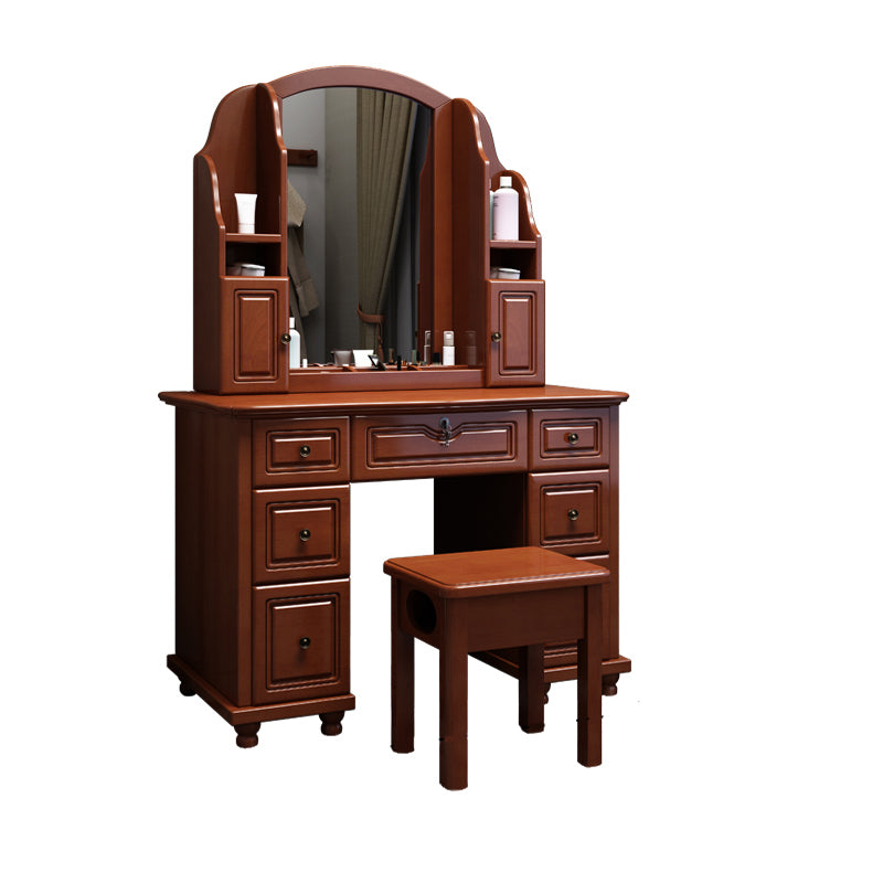 Traditional Solid Wood 60.23" High Vanity Set with Stool and Mirror