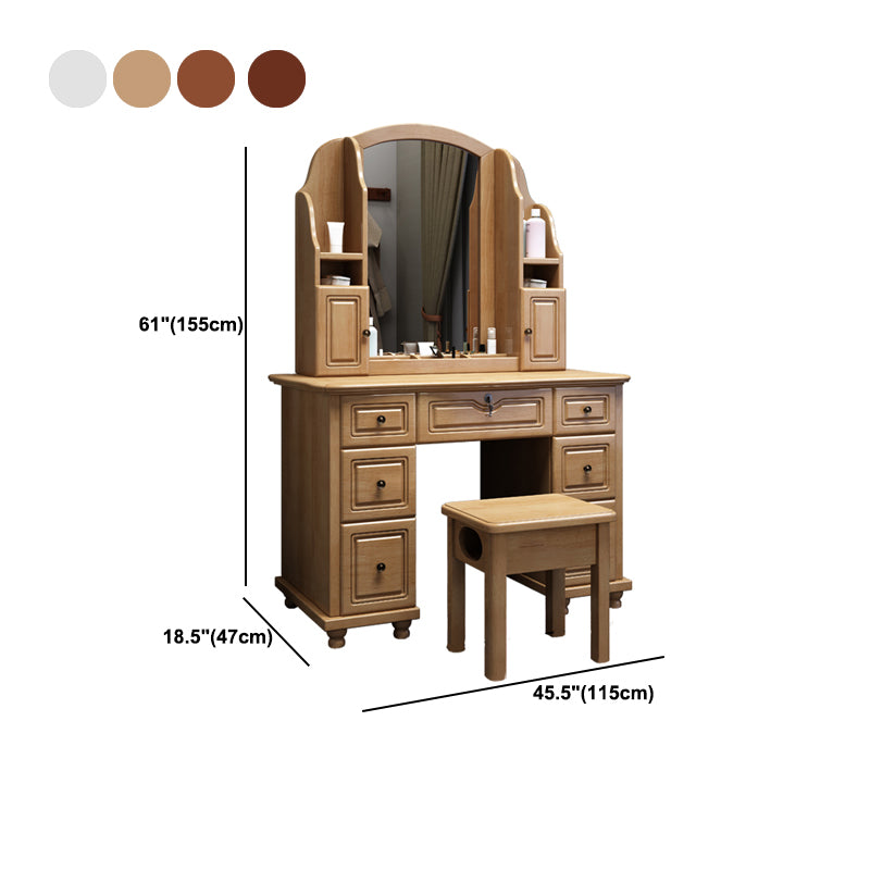 Traditional Solid Wood 60.23" High Vanity Set with Stool and Mirror