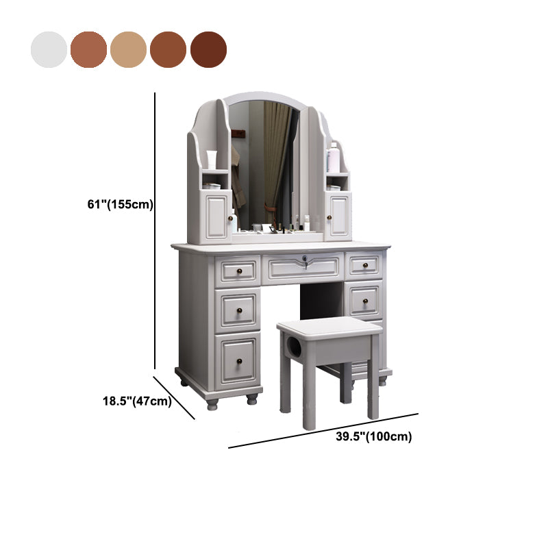 Traditional Solid Wood 60.23" High Vanity Set with Stool and Mirror