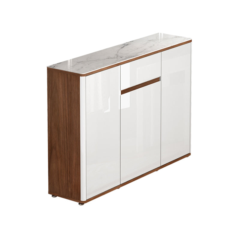 Modern Style Stone Sideboard Table Living Room Buffet Server in White Top