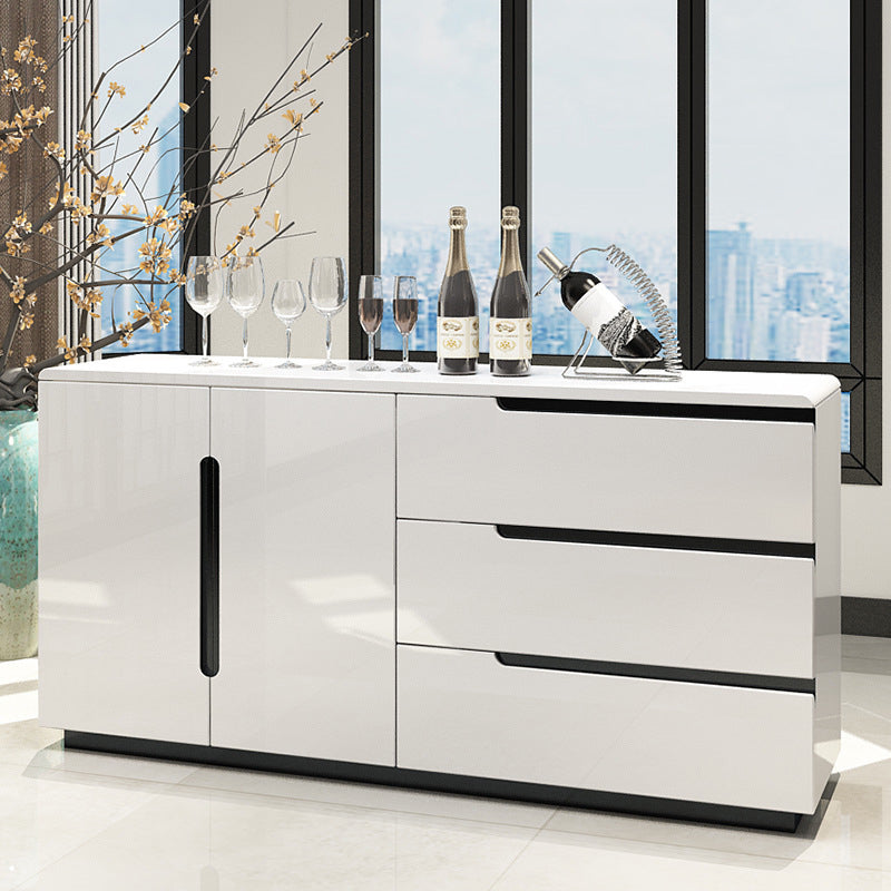 Modern MDF 31.5"H Sideboard Buffet Drawer and 2-Door Living Room Server in White