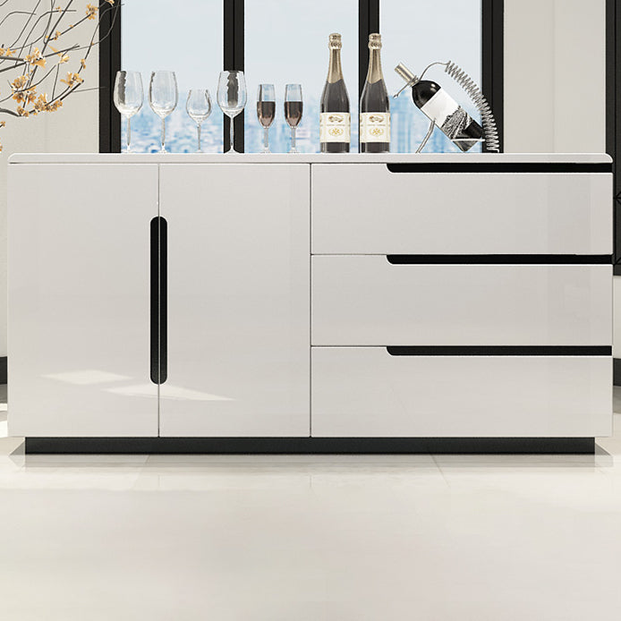 Modern MDF 31.5"H Sideboard Buffet Drawer and 2-Door Living Room Server in White