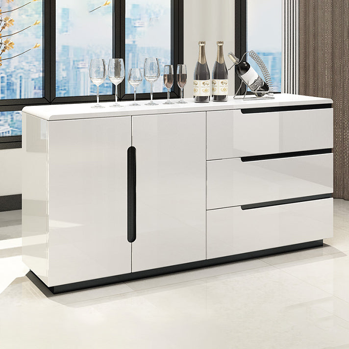 Modern MDF 31.5"H Sideboard Buffet Drawer and 2-Door Living Room Server in White