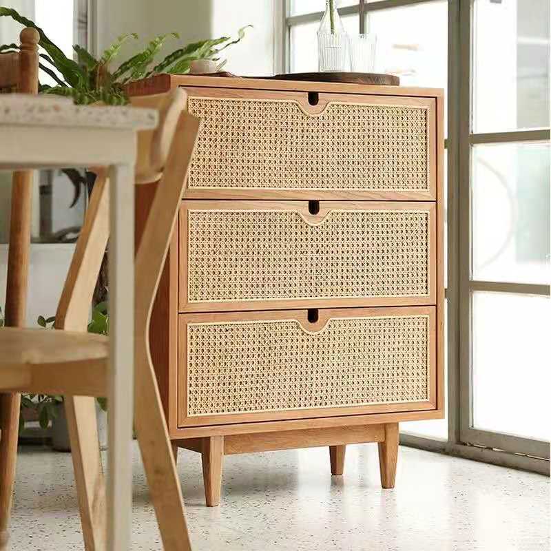 Pine Wood Living Room Sideboard Cabinet Modern Buffet Server Cabinet with Storage