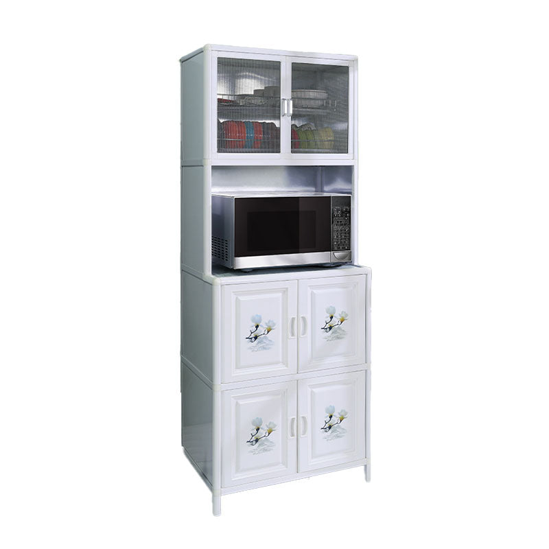 Tempered Glass Top Sideboard Stainless Steel Frame Simple Cupboard for Kitchen