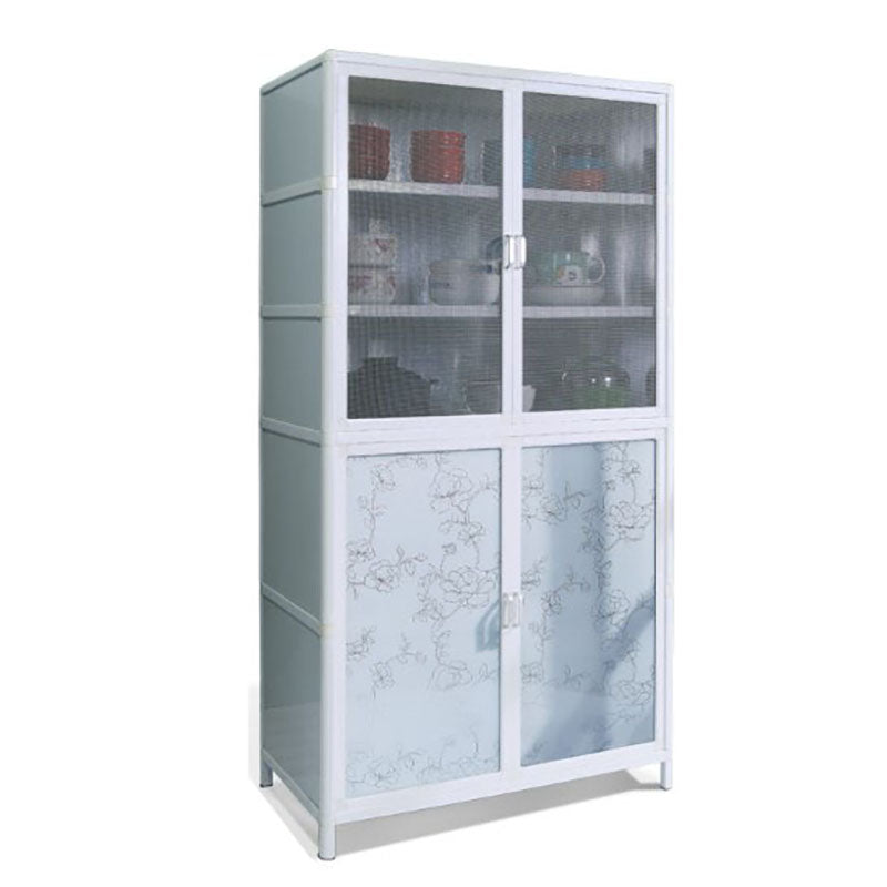 Tempered Glass Top Sideboard Stainless Steel Frame Simple Cupboard for Kitchen