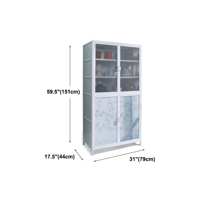 Tempered Glass Top Sideboard Stainless Steel Frame Simple Cupboard for Kitchen