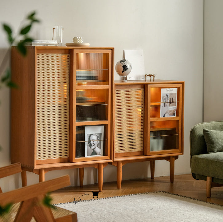 Modern Solid Wood Buffet/Console Sliding Doors Living Room Sideboard Buffet