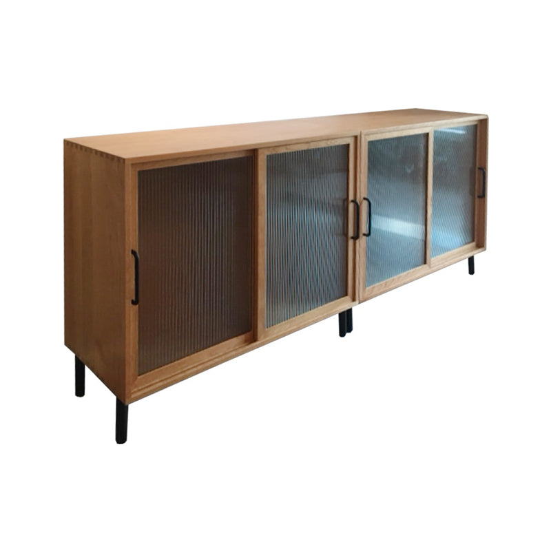 Solid Wood Sliding Doors Buffet 39.5"L Modern Living Room Buffet Stand