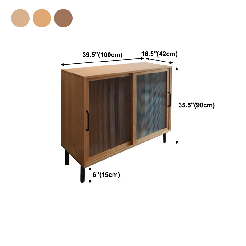 Solid Wood Sliding Doors Buffet 39.5"L Modern Living Room Buffet Stand