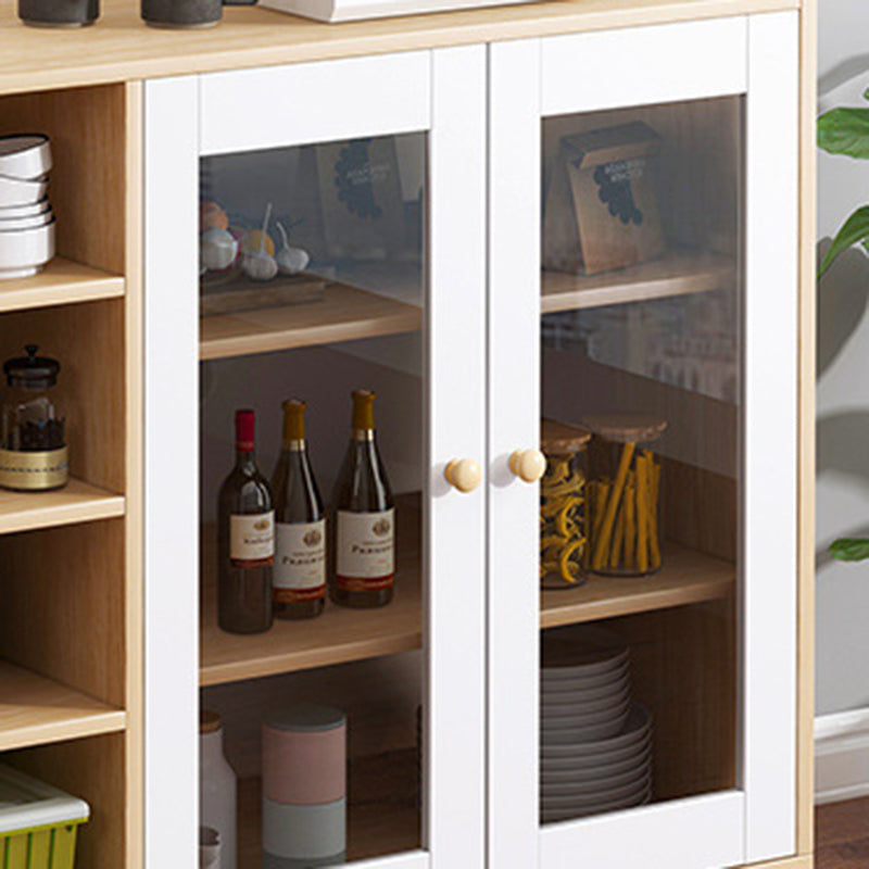 Glass Door Contemporary Sideboard Engineered Wood Sideboard for Kitchen