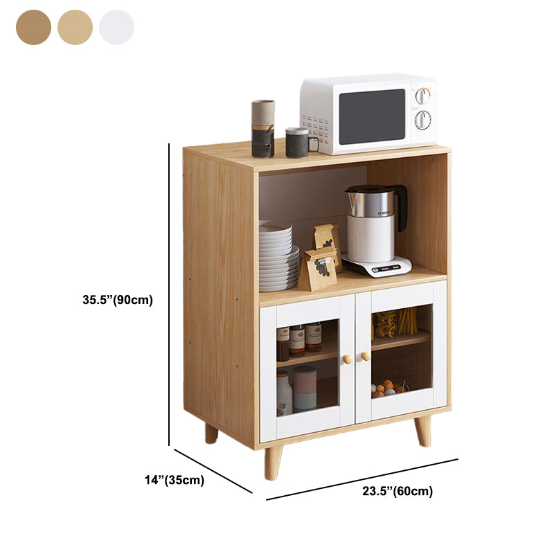 Glass Door Contemporary Sideboard Engineered Wood Sideboard for Kitchen