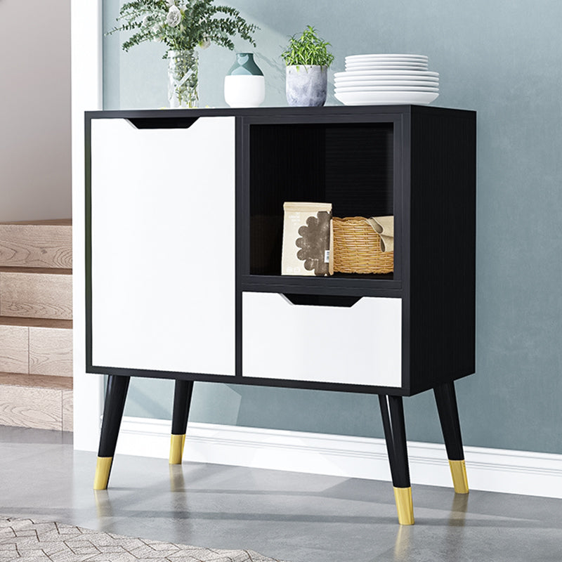 Black and White Sideboard Contemporary Engineered Wood Sideboard for Dining Room