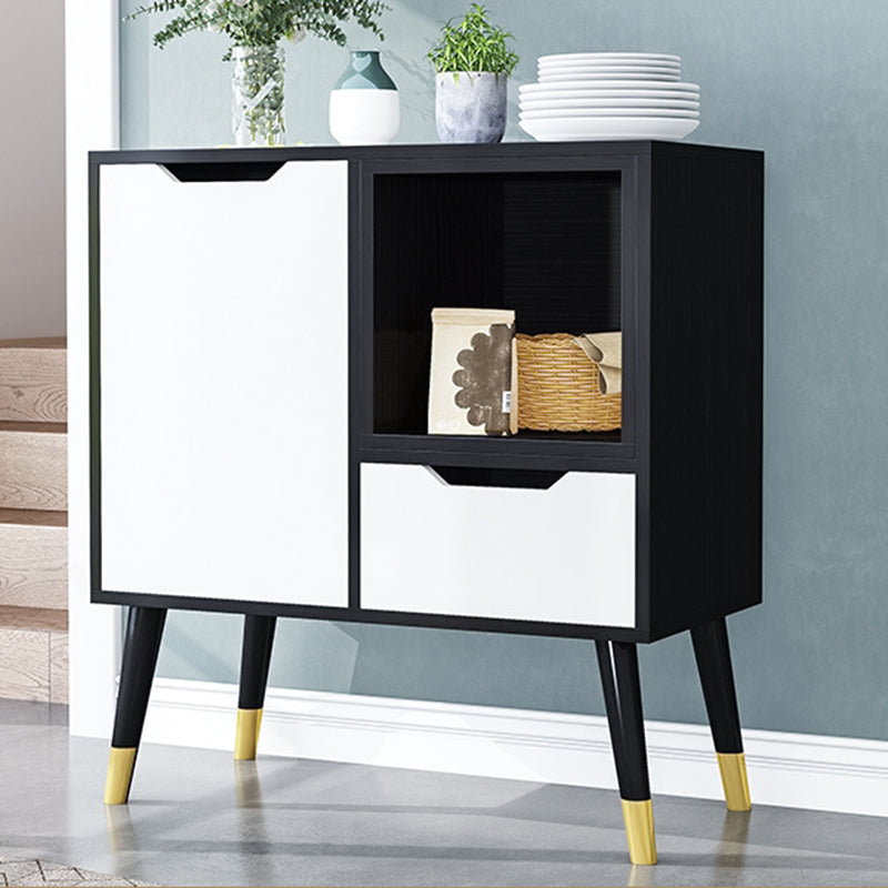 Black and White Sideboard Contemporary Engineered Wood Sideboard for Dining Room