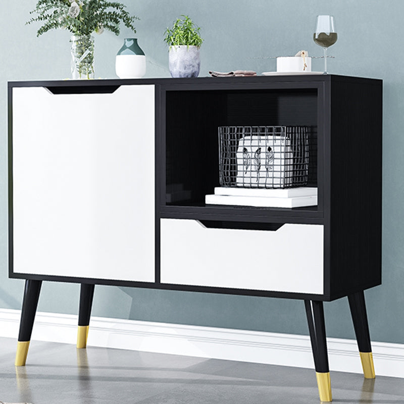 Black and White Sideboard Contemporary Engineered Wood Sideboard for Dining Room