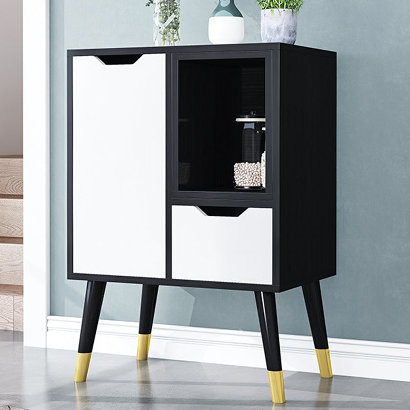 Black and White Sideboard Contemporary Engineered Wood Sideboard for Dining Room