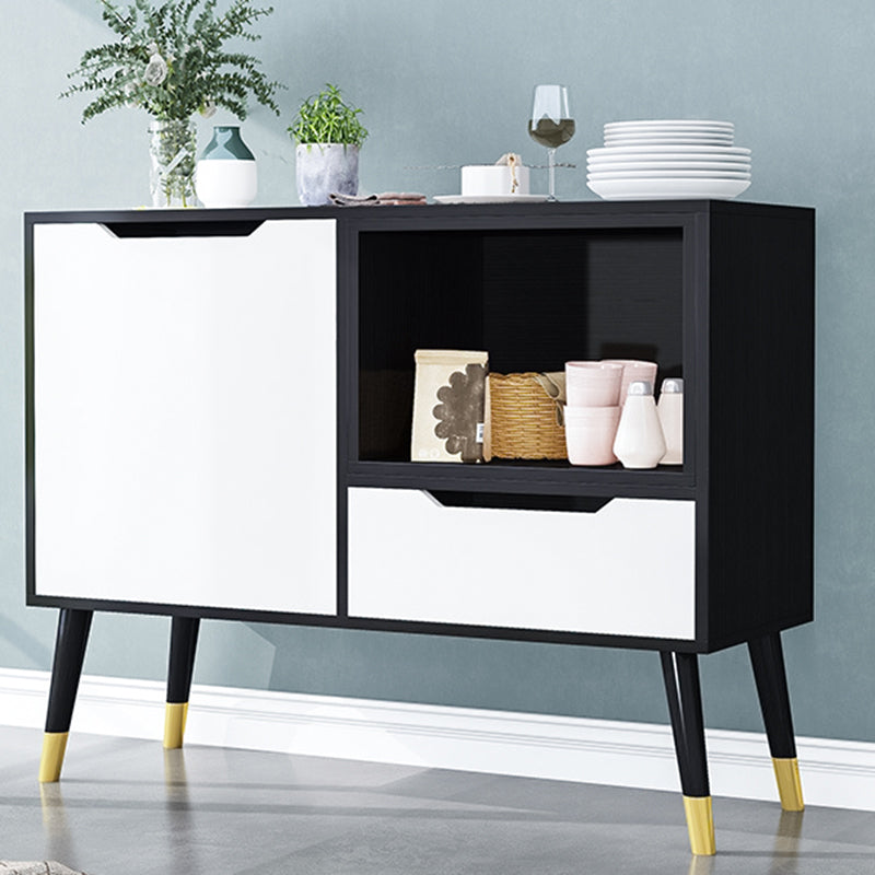 Black and White Sideboard Contemporary Engineered Wood Sideboard for Dining Room