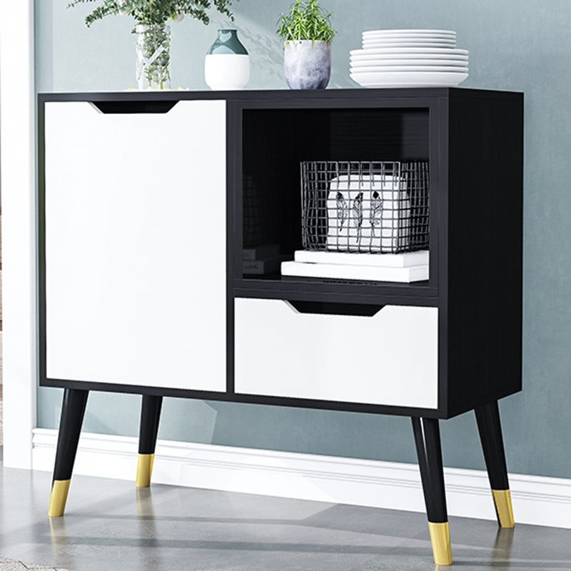 Black and White Sideboard Contemporary Engineered Wood Sideboard for Dining Room