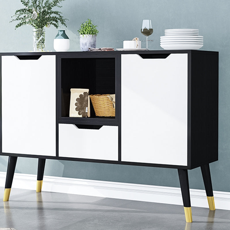 Black and White Sideboard Contemporary Engineered Wood Sideboard for Dining Room